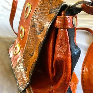 VINTAGE SNAKE-SKIN + GENUINE LEATHER CROSSBODY BAG
